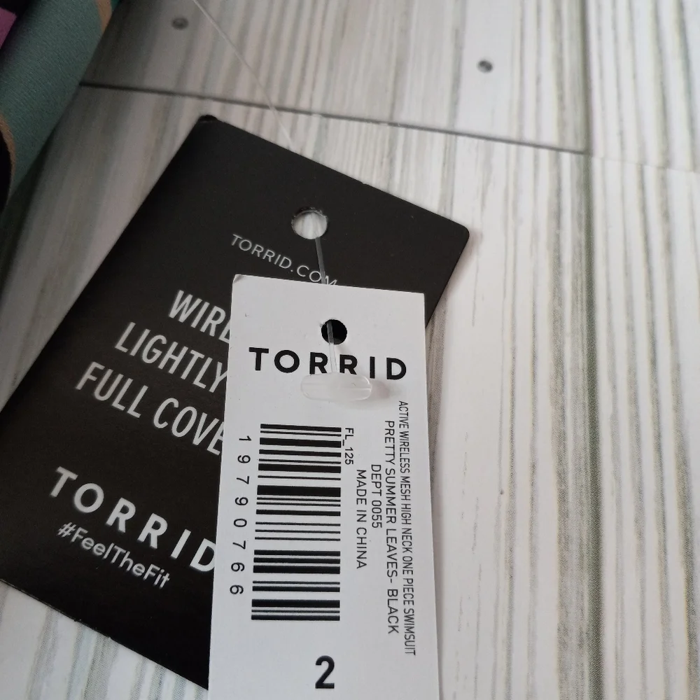Torrid Summer Leaves Mesh High Neck One Piece Swimsuit